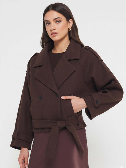 Manteau en Laine à Double Boutonnage