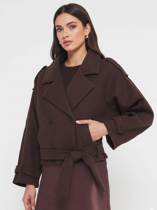 Manteau en Laine à Double Boutonnage