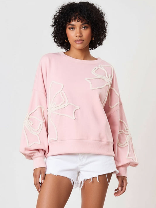 Sweatshirt Rose à Nœud