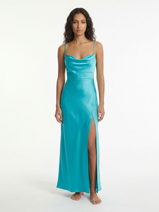 Robe Maxi Élégante Bleu Éclatant