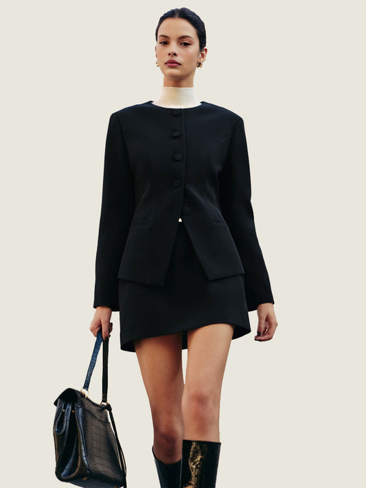 Ensemble Blazer Noir à Boutons