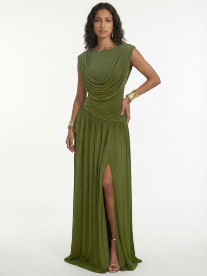 Robe Maxi Drapée Olive Éléonore