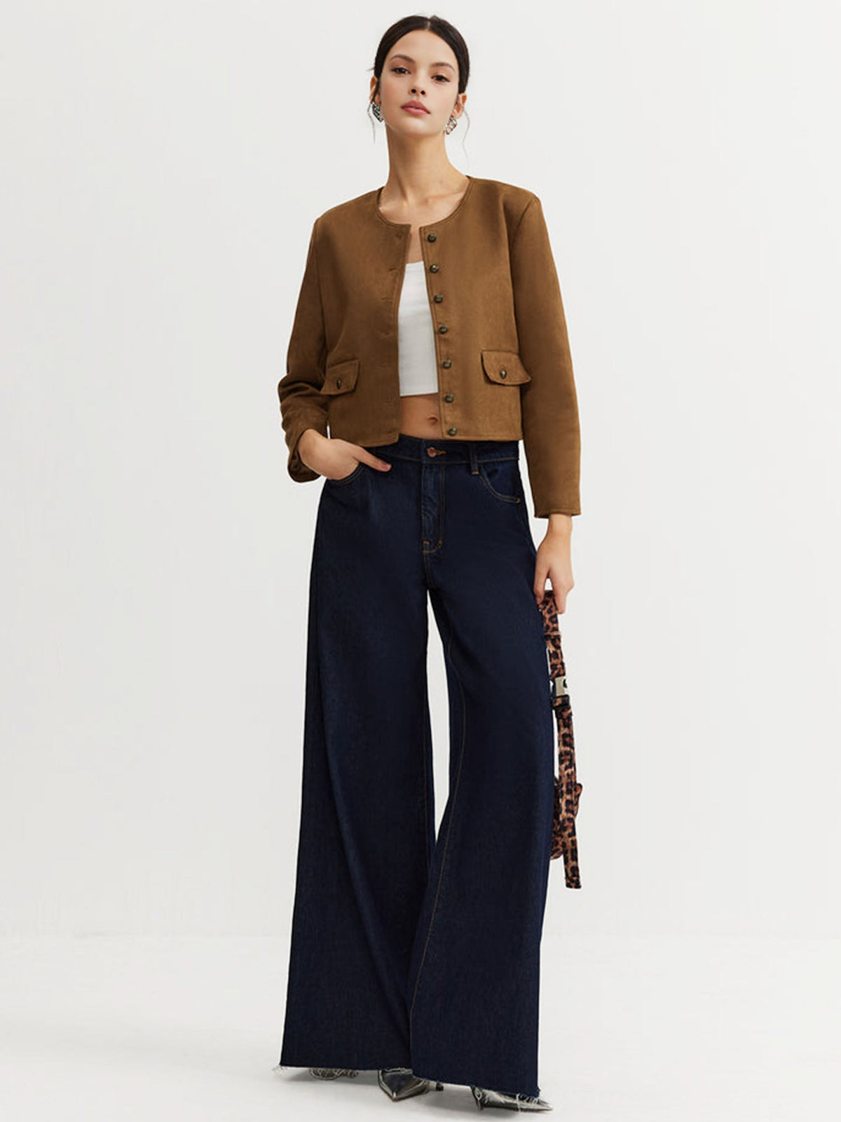 Veste Marron en Daim à Boutons