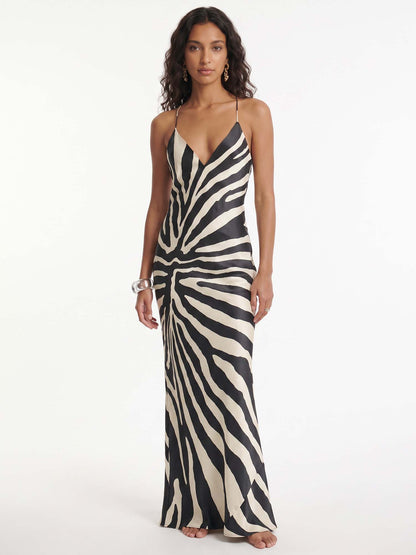 Robe Longue Imprimée Zèbre