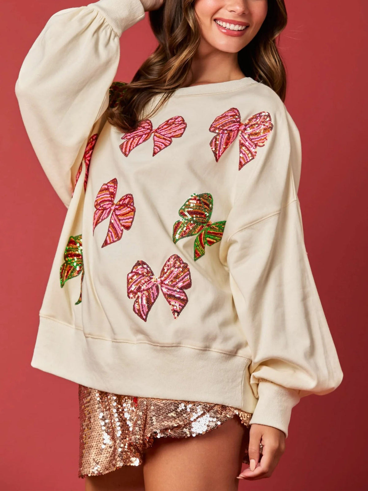 Sweatshirt Blanc à Motif Papillon