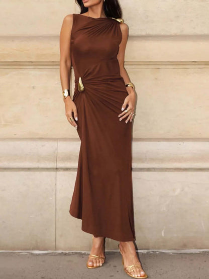 Robe Maxi Fluide Asymétrique Drapée