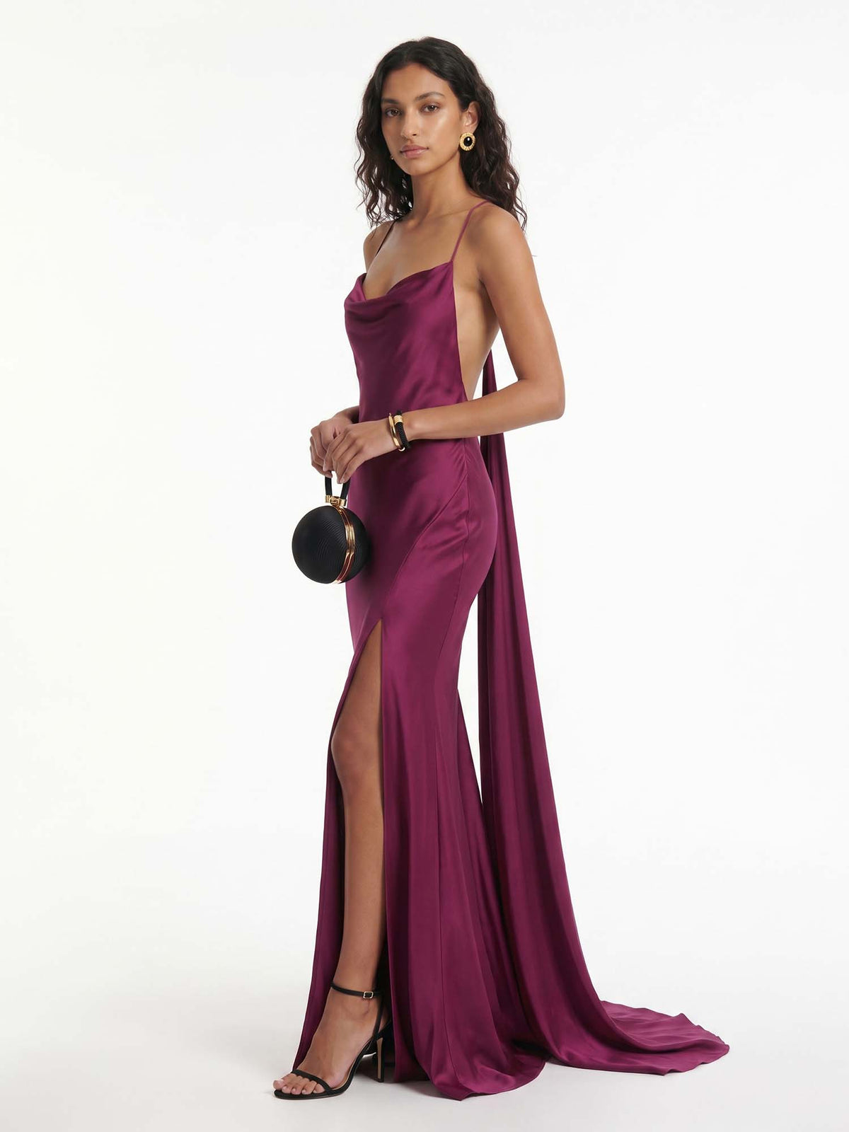 Robe Maxi Fluide à Col Drapé