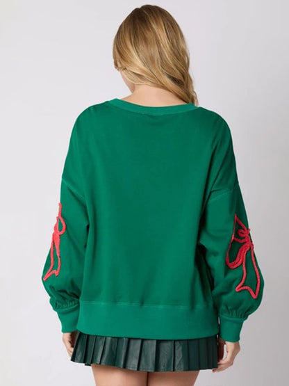 Sweatshirt Vert à Nœud