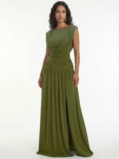 Robe Maxi Drapée Olive Éléonore