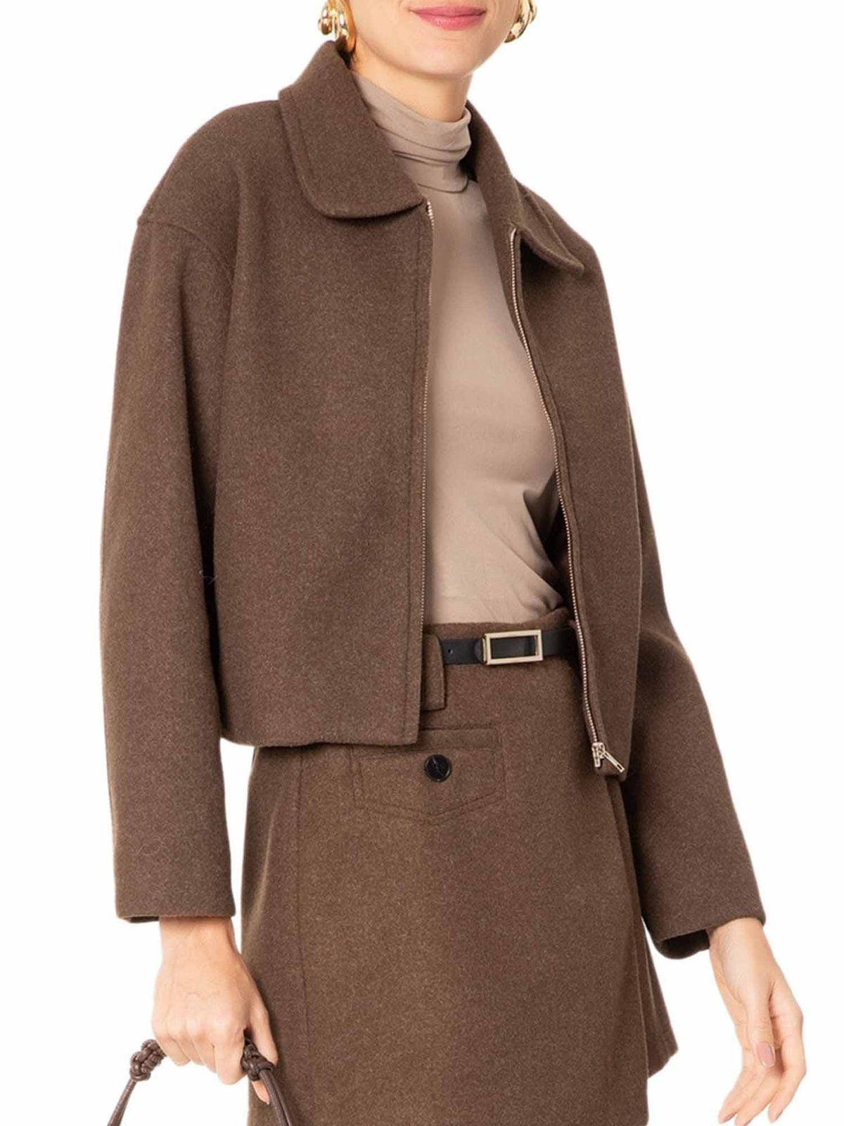 Veste Courte en Laine Mélangée