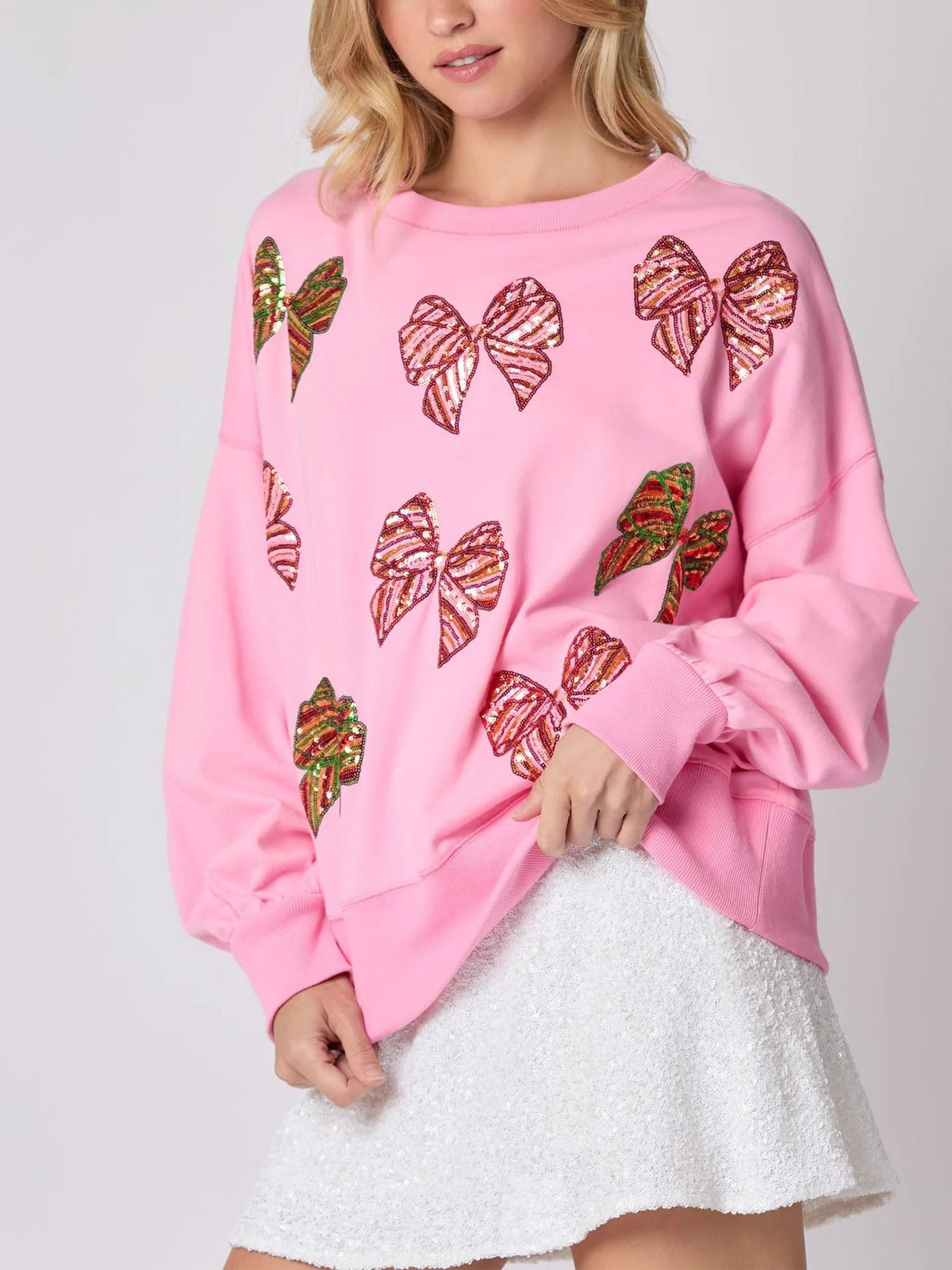 Sweatshirt Rose à Motif Papillon