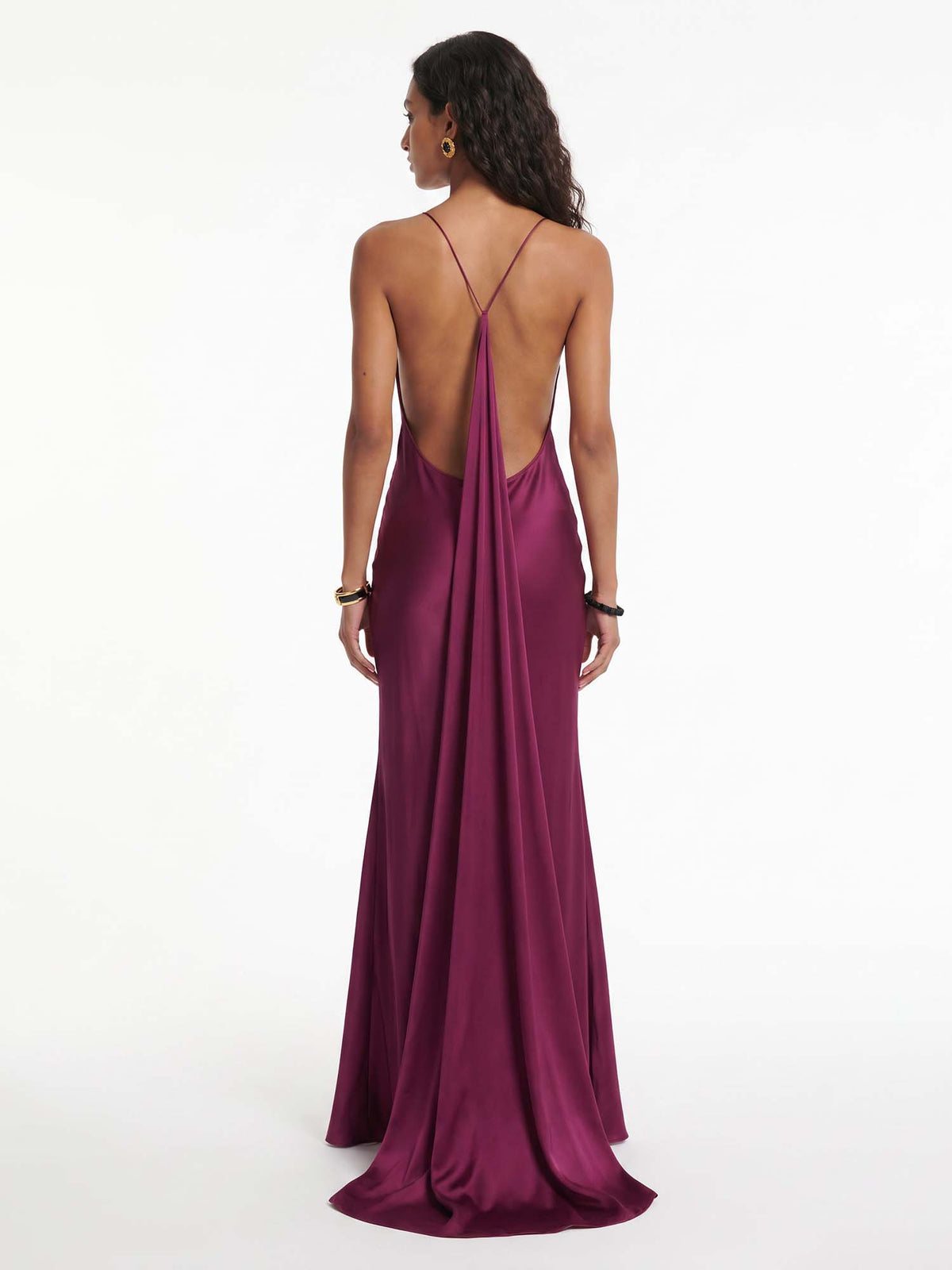 Robe Maxi Fluide à Col Drapé