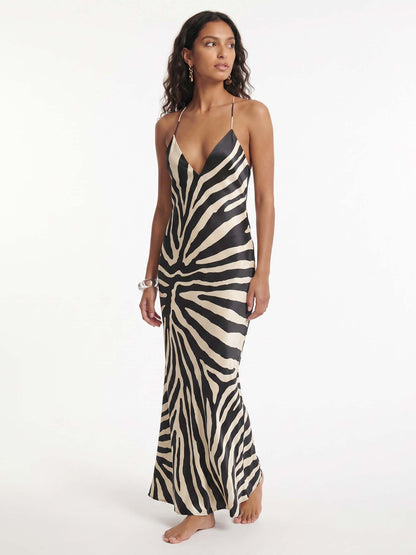 Robe Longue Imprimée Zèbre