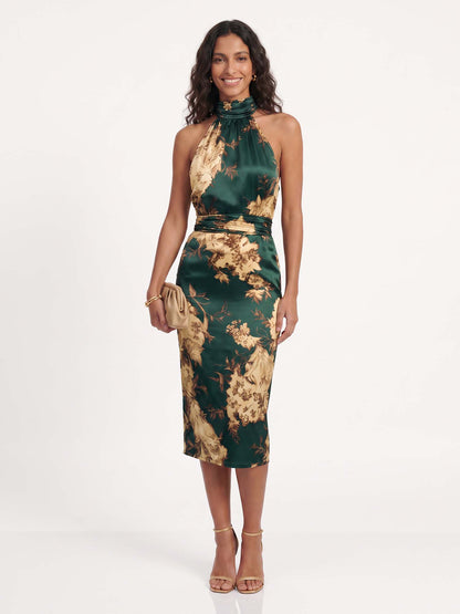 Robe Midi Fleurie Céleste