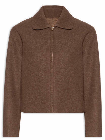 Veste Courte en Laine Mélangée
