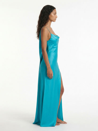 Robe Maxi Élégante Bleu Éclatant