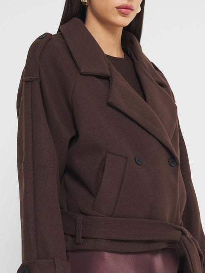 Manteau en Laine à Double Boutonnage