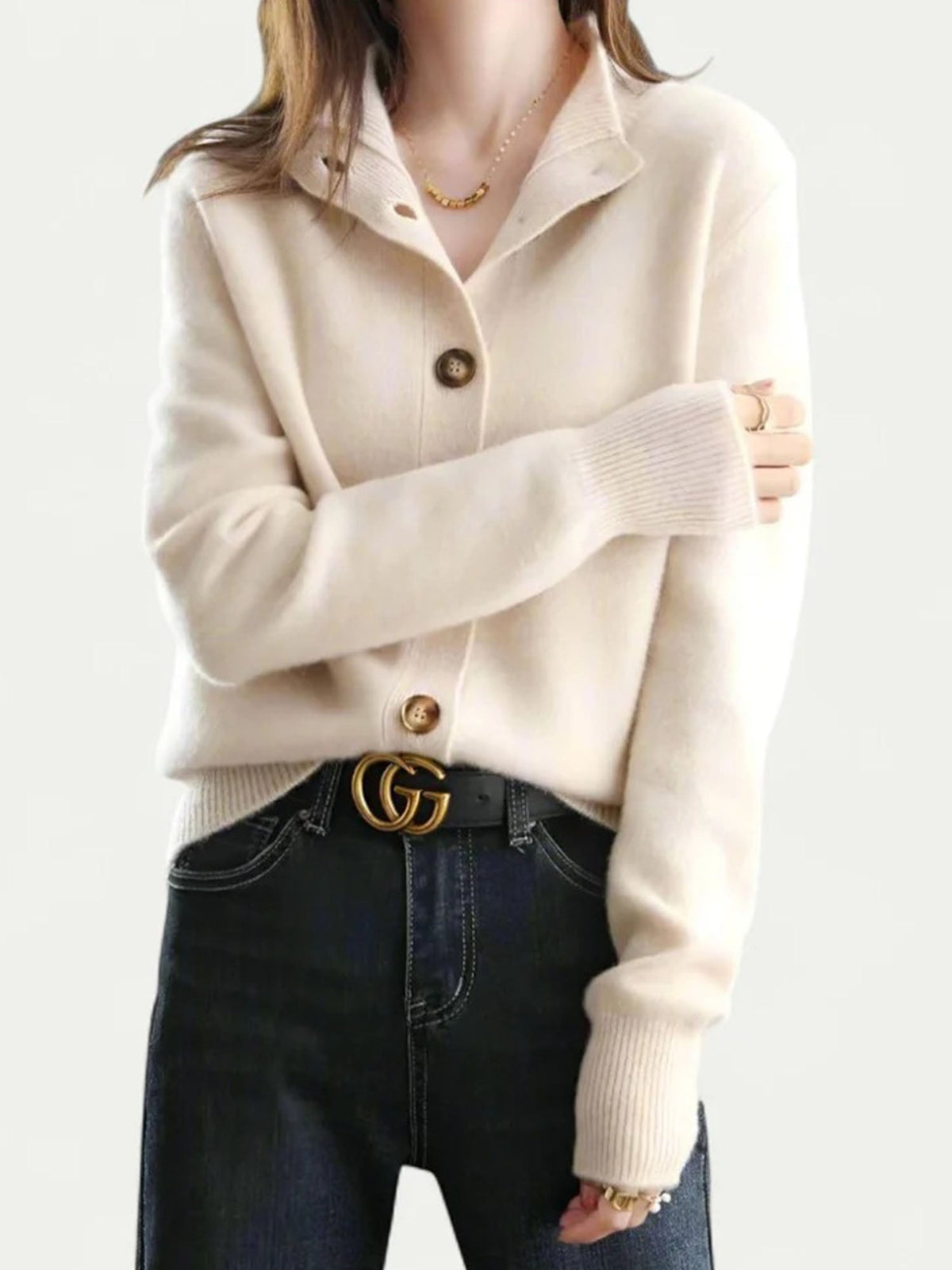 Cardigan Tricoté Rétro à Boutons