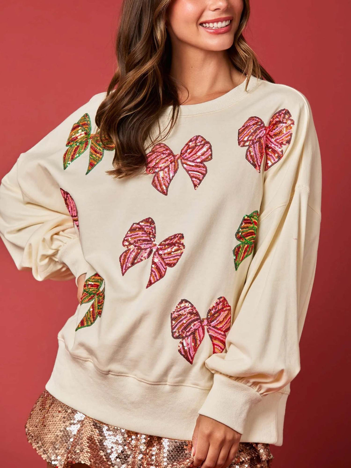 Sweatshirt Blanc à Motif Papillon