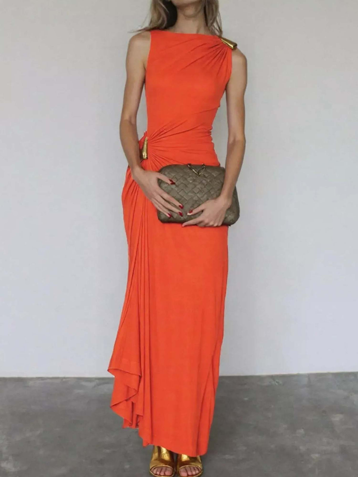 Robe Maxi Fluide Asymétrique Drapée