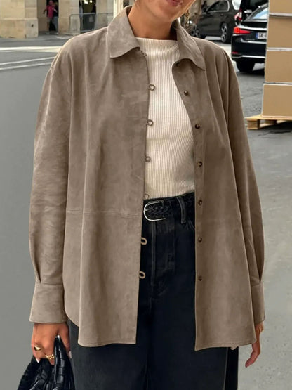 Chemise Ample à Col Rétro Kaki