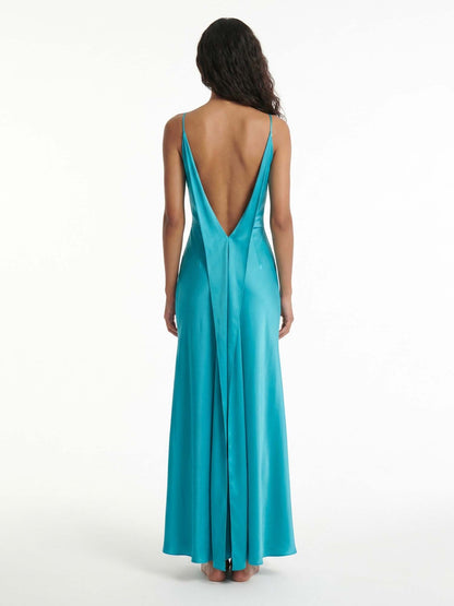 Robe Maxi Élégante Bleu Éclatant