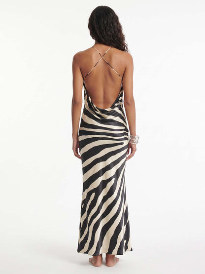 Robe Longue Imprimée Zèbre