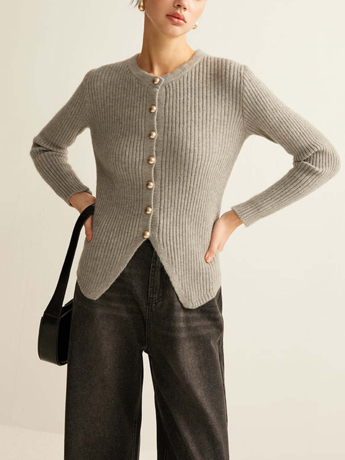 Cardigan Côtelé à Boutons