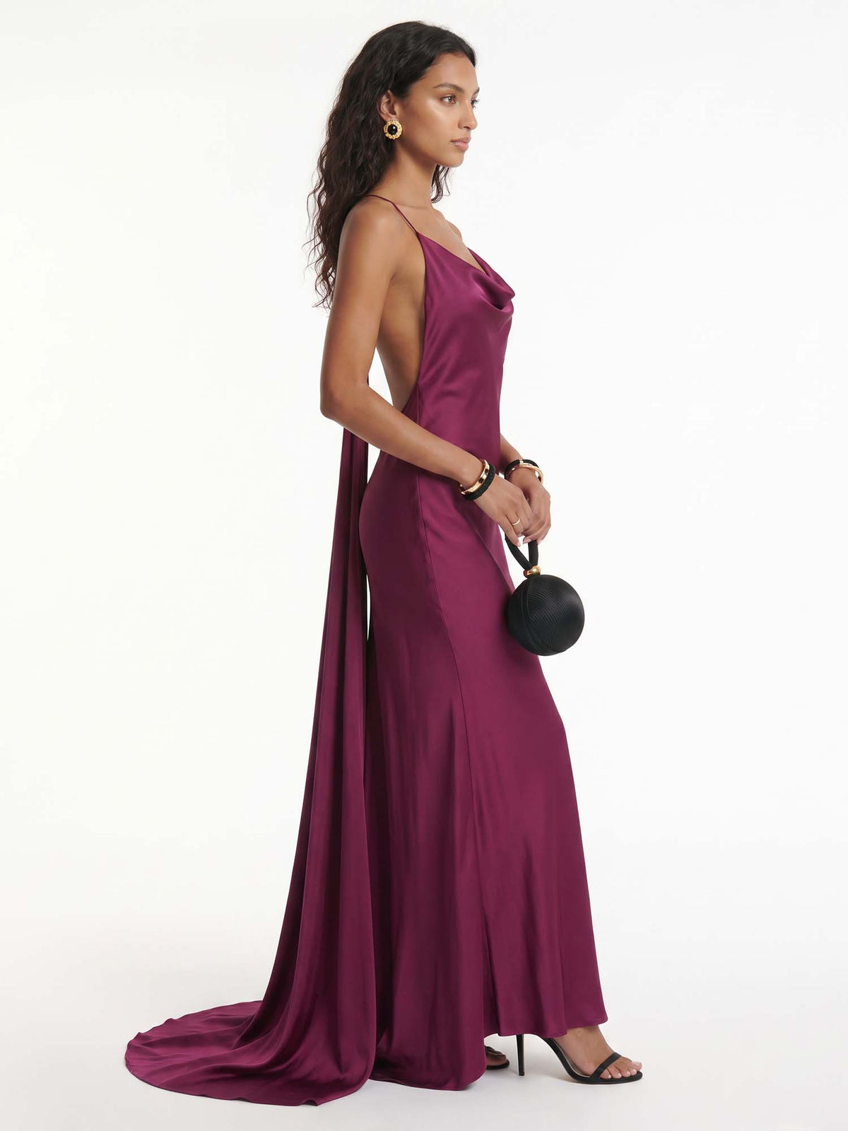 Robe Maxi Fluide à Col Drapé
