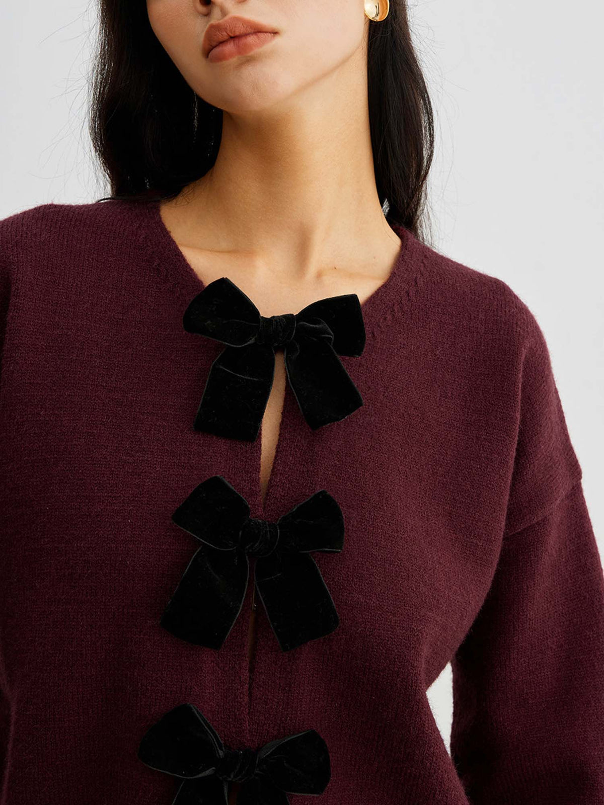 Cardigan en Maille à Détail Nœud