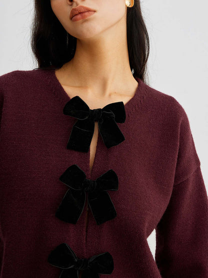Cardigan en Maille à Détail Nœud