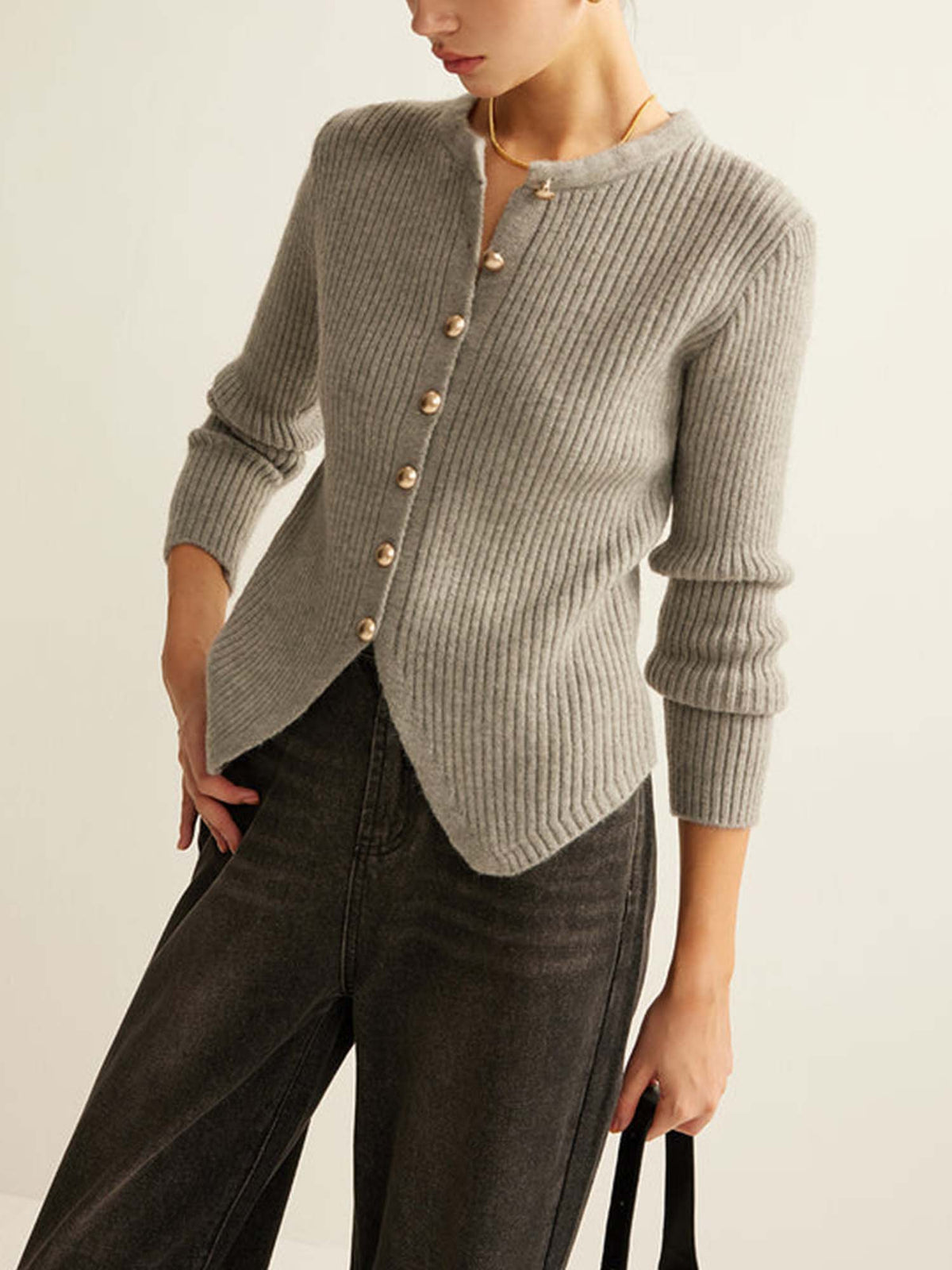 Cardigan Côtelé à Boutons