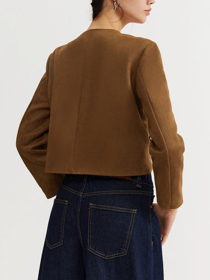 Veste Marron en Daim à Boutons