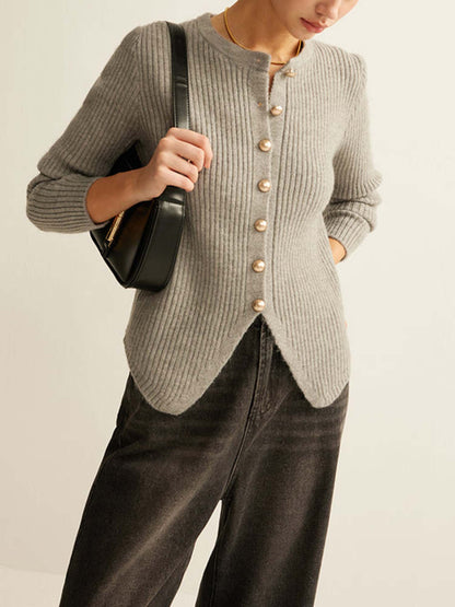 Cardigan Côtelé à Boutons